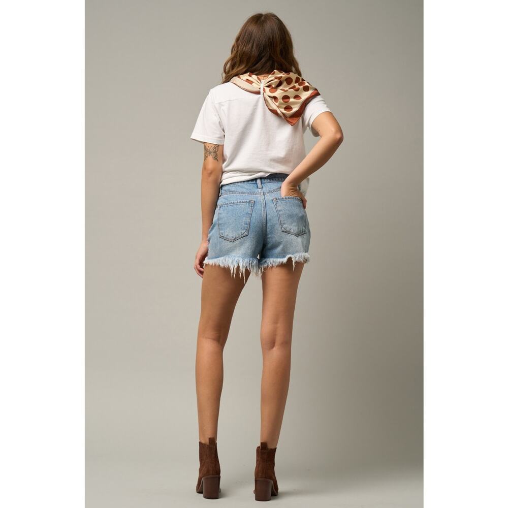 Insane Gene USA Size Large High Rise Crossover Frayed Hem Distressed Mom Shorts - Picture 7 of 9